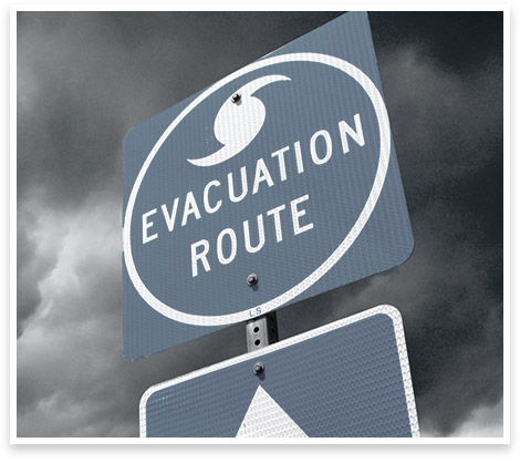 Hurrican evac route sign